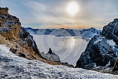 Tianchi Heavenly Lake of the Changbai Mountain, Jilin China Stock Photo